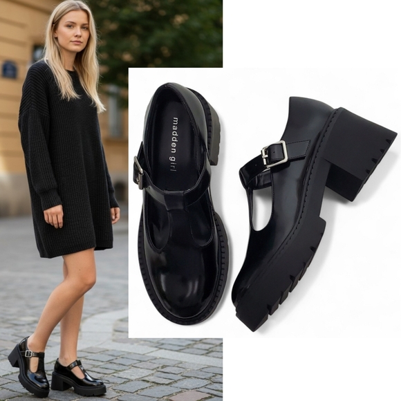 Madden Girl Shoes - New Madden Girl Thrivee Mary Jane loafers block heel platform patent goth y2k